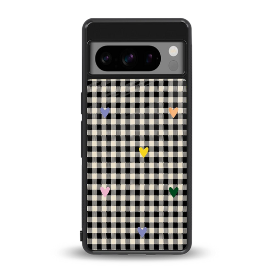 Checkered Love back phone cover | glass case for google pixel 8 pro