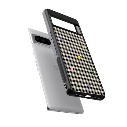 Checkered Love sleek google pixel 8 pro cover with tempered glass back and TPU edges