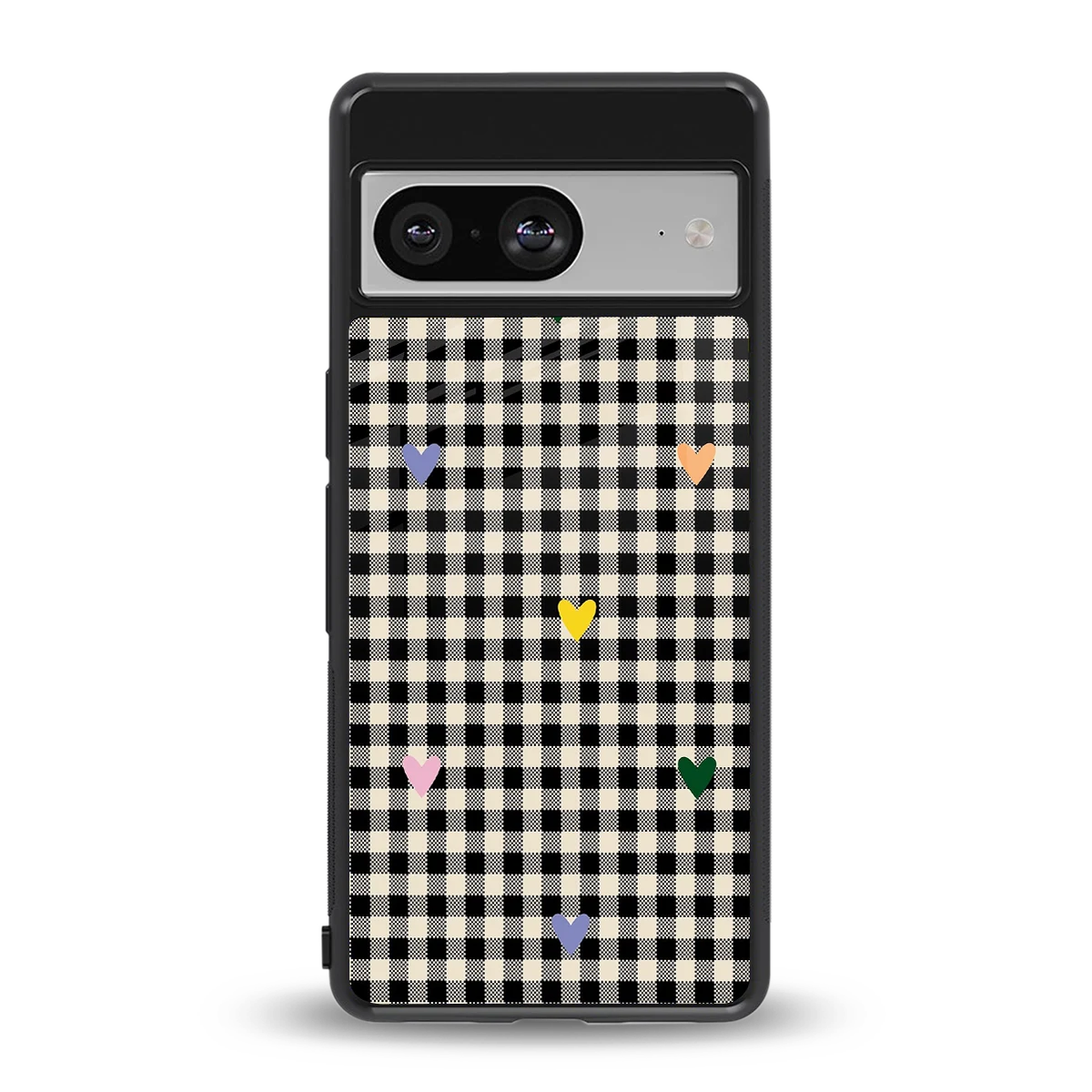 Checkered Love back phone cover | glass case for google pixel 8