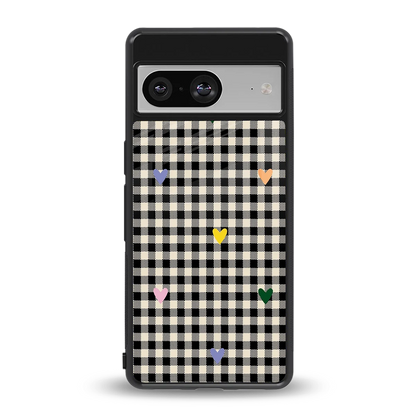 Checkered Love back phone cover | glass case for google pixel 8