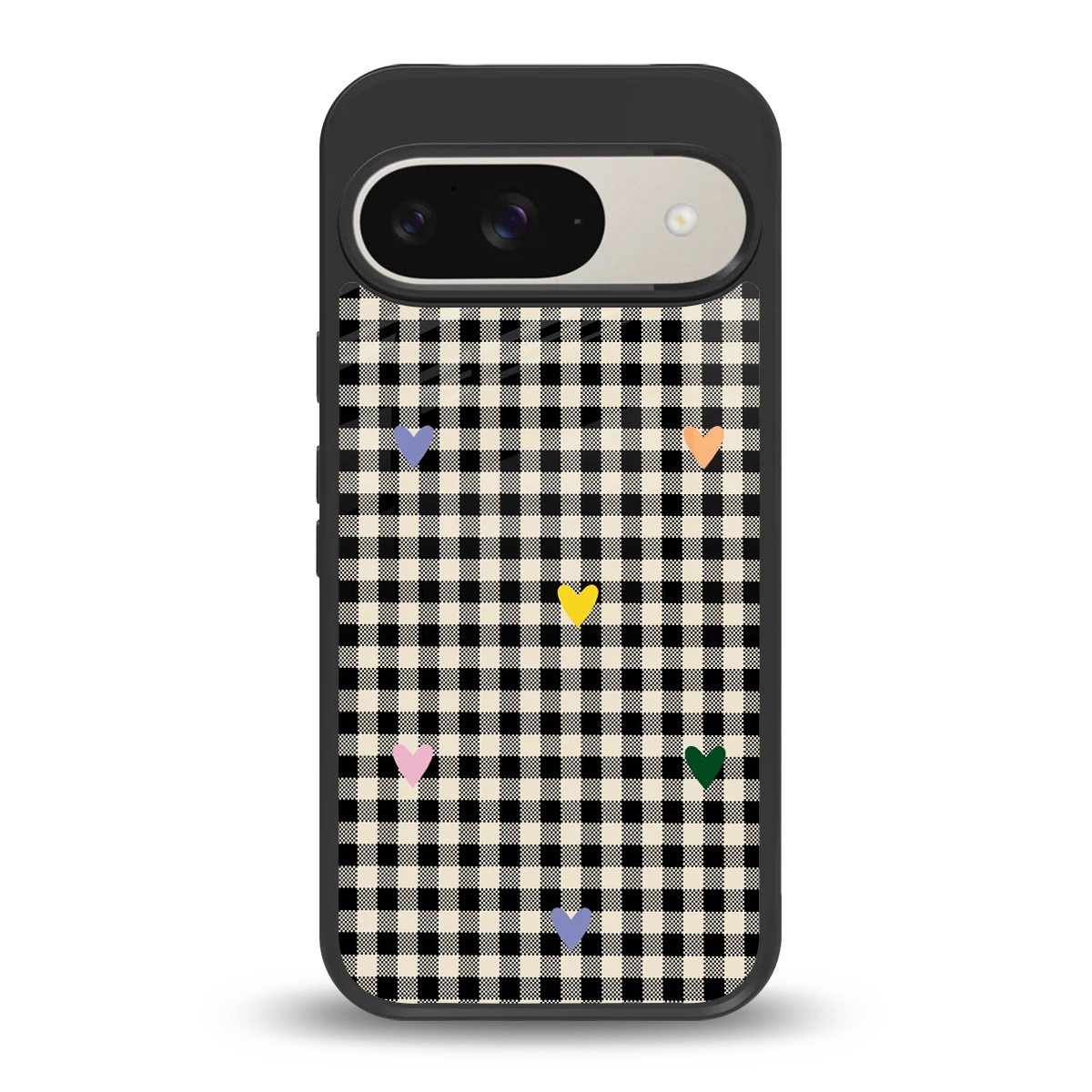 Checkered Love back phone cover | glass case for google pixel 9