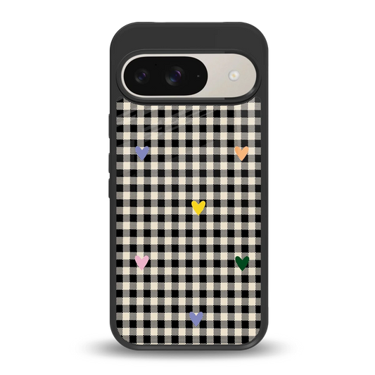 Checkered Love back phone cover | glass case for google pixel 9