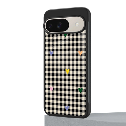 Checkered Love google pixel 9 mobile cover | shockproof glass phone case