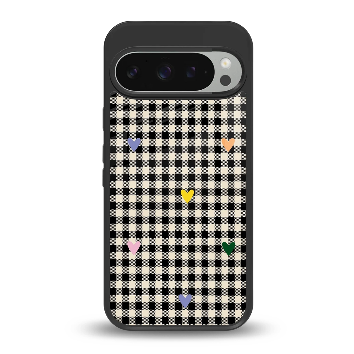 Checkered Love back phone cover | glass case for google pixel 9 pro