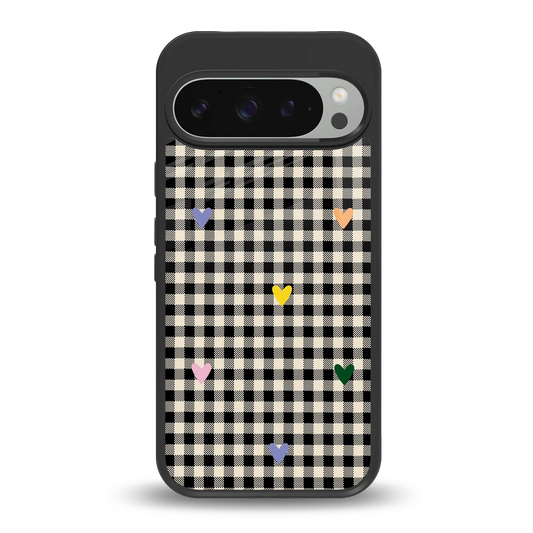 Checkered Love back phone cover | glass case for google pixel 9 pro