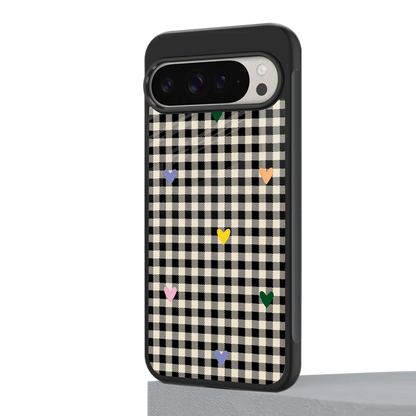 Checkered Love google pixel 9 pro mobile cover | shockproof glass phone case