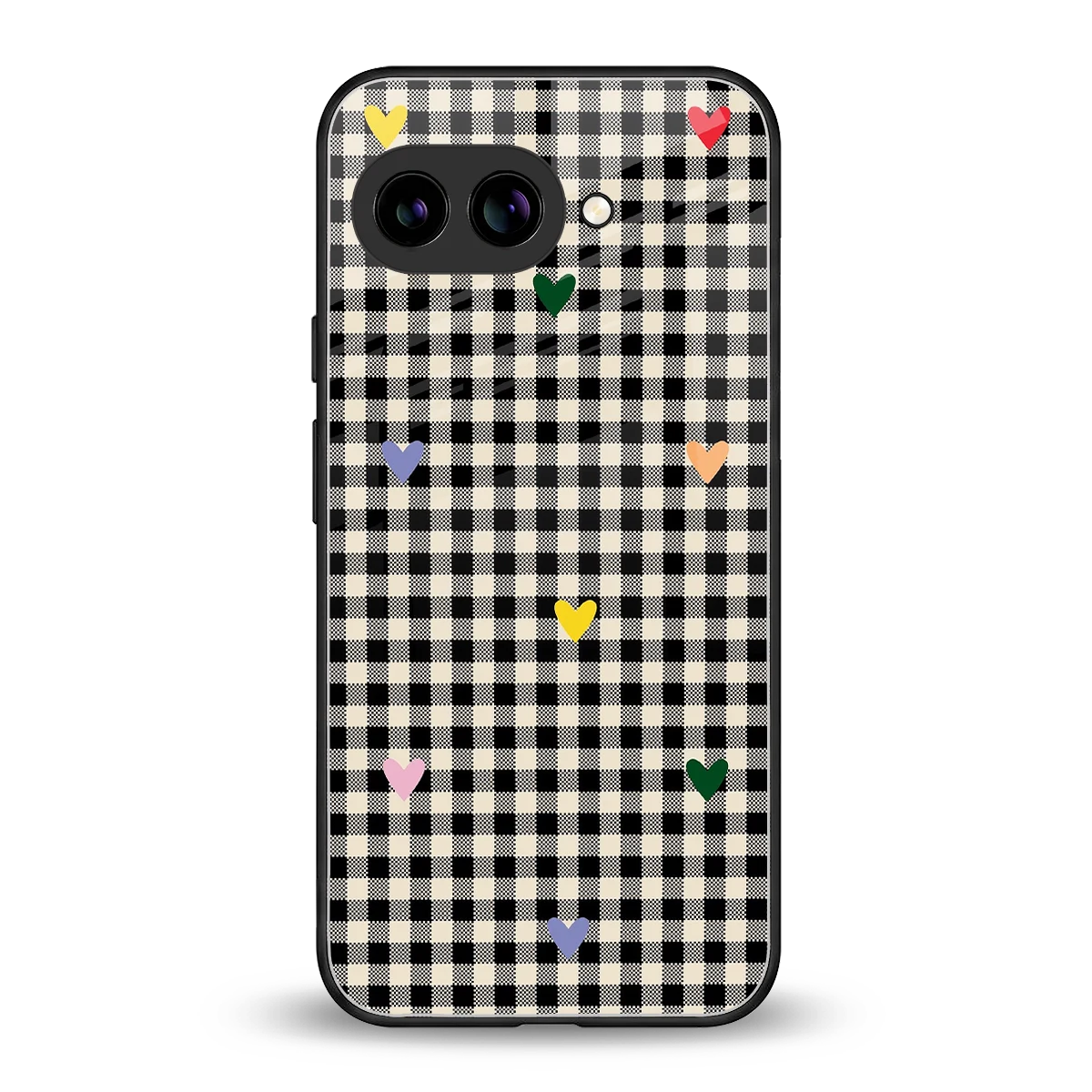Checkered Love back phone cover | glass case for google pixel 10a