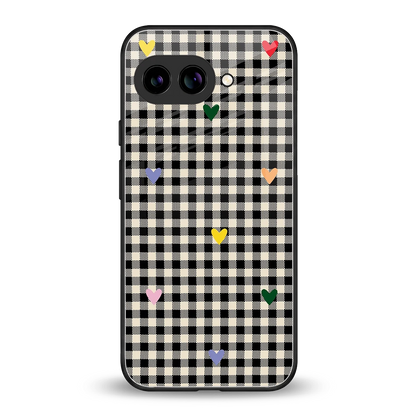 Checkered Love back phone cover | glass case for google pixel 10a