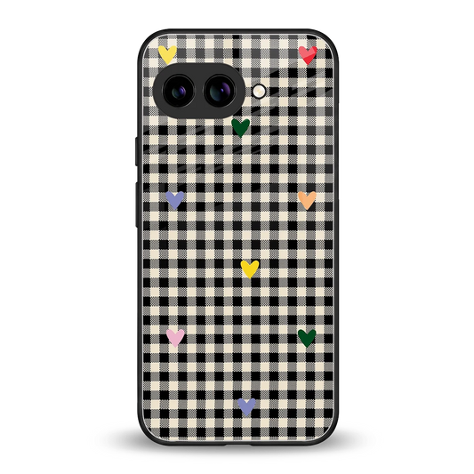 Checkered Love back phone cover | glass case for google pixel 10a