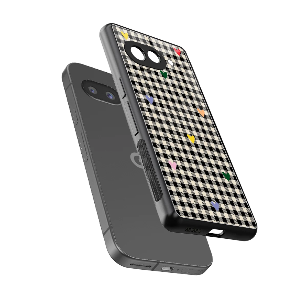 Checkered Love sleek google pixel 10a cover with tempered glass back and TPU edges