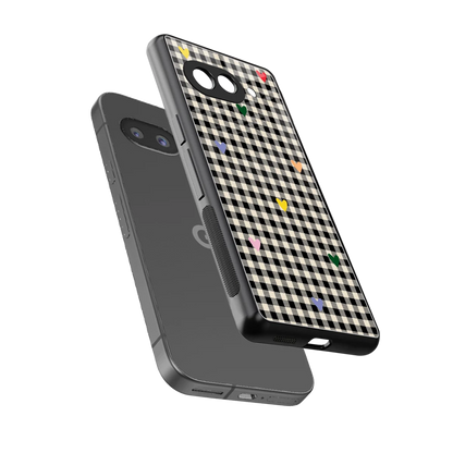 Checkered Love sleek google pixel 10a cover with tempered glass back and TPU edges