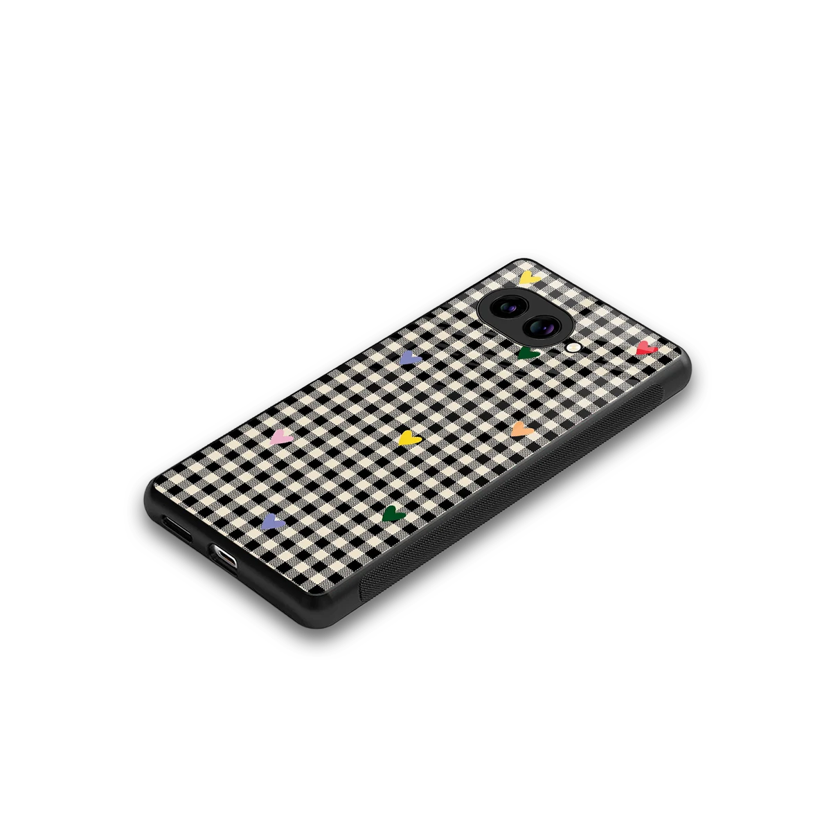 Checkered Love stylish phone case for google pixel 10a | glossy glass and slim fit