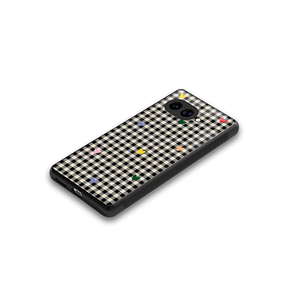 Checkered Love stylish phone case for google pixel 10a | glossy glass and slim fit
