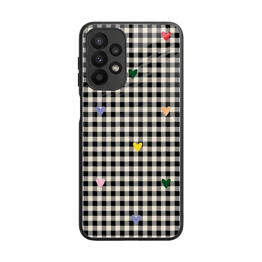 Checkered Love back phone cover | glass case for samsung galaxy a23