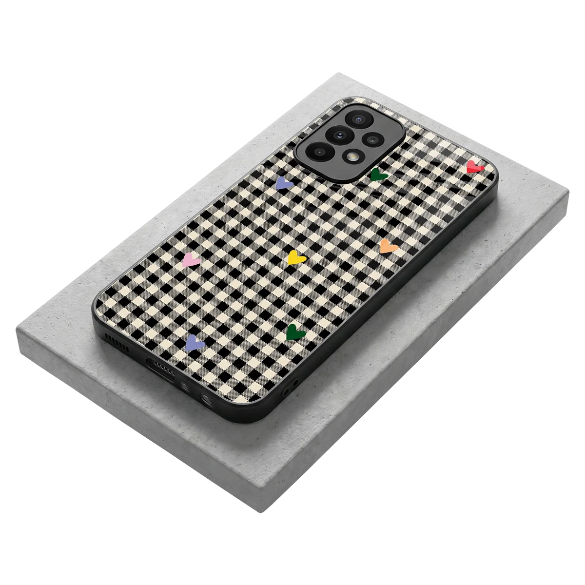 Checkered Love stylish phone case for samsung galaxy a23 | glossy glass and slim fit