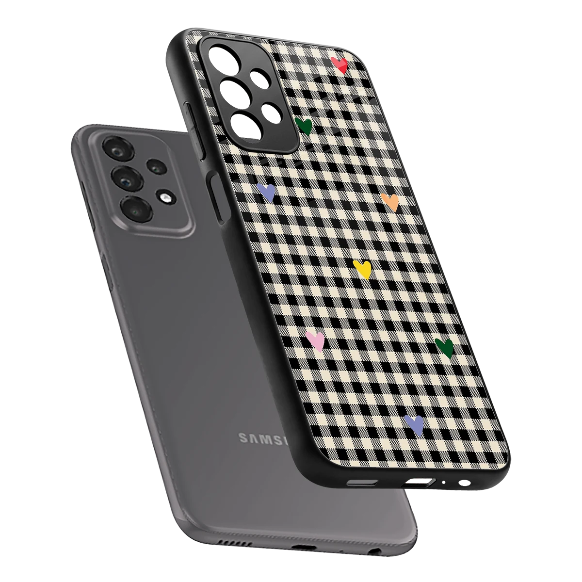 Checkered Love sleek samsung galaxy a23 cover with tempered glass back and TPU edges