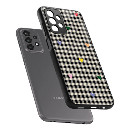 Checkered Love sleek samsung galaxy a23 cover with tempered glass back and TPU edges