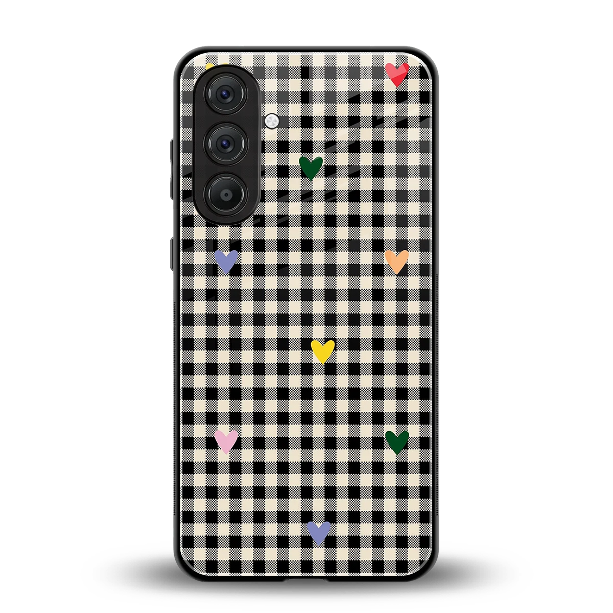 Checkered Love back phone cover | glass case for samsung galaxy m36 5g