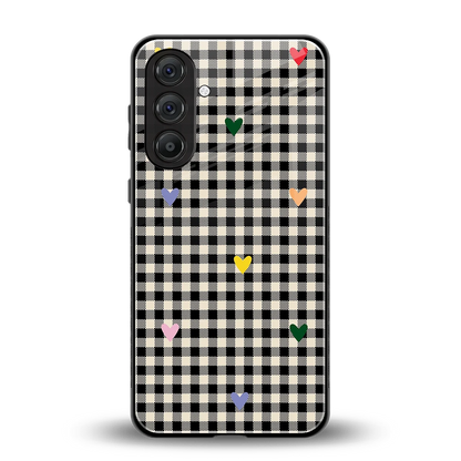 Checkered Love back phone cover | glass case for samsung galaxy a55 5g
