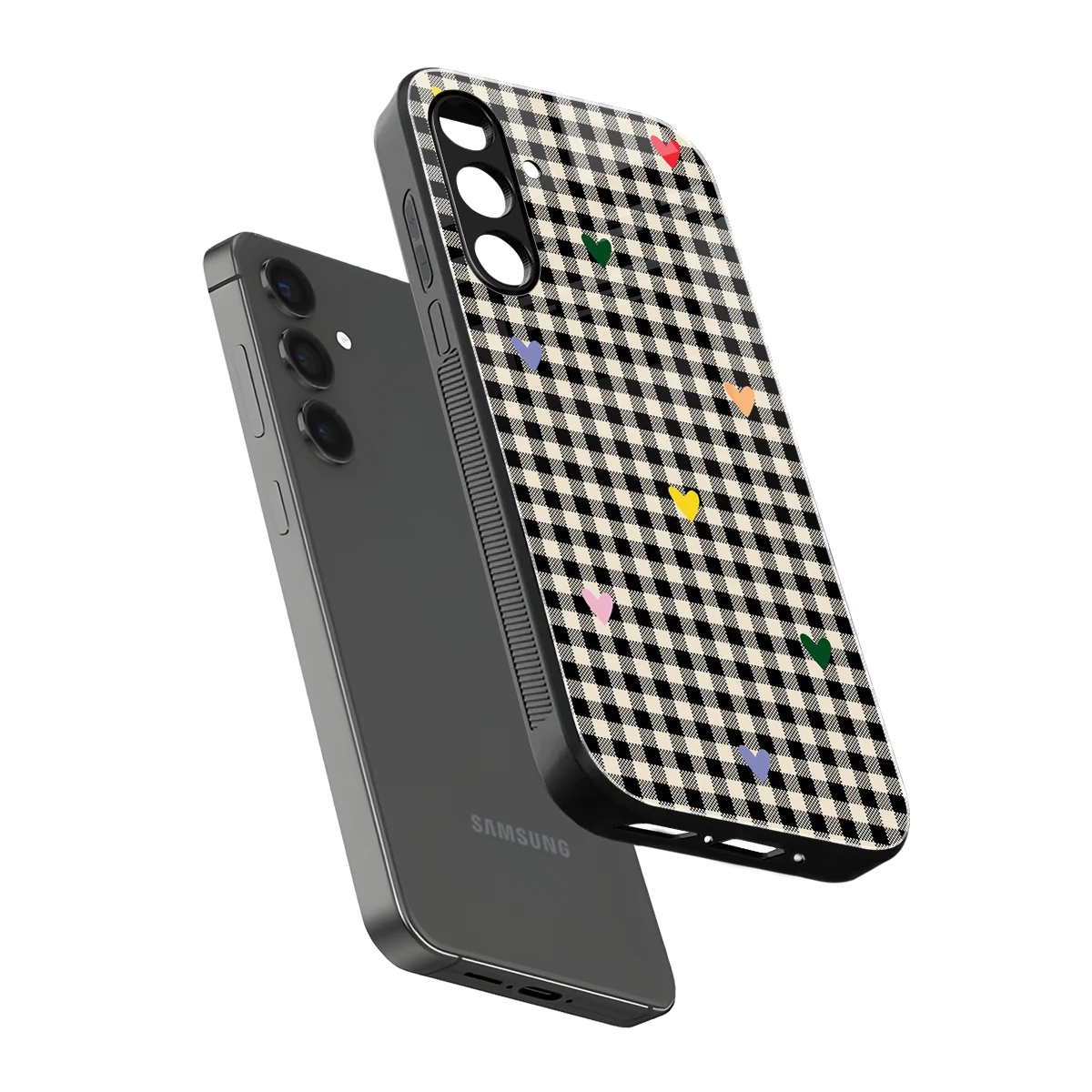 Checkered Love sleek samsung galaxy a55 5g cover with tempered glass back and TPU edges