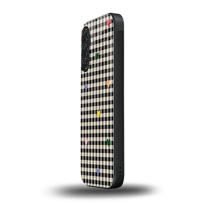 Checkered Love samsung galaxy a55 5g mobile cover | shockproof glass phone case