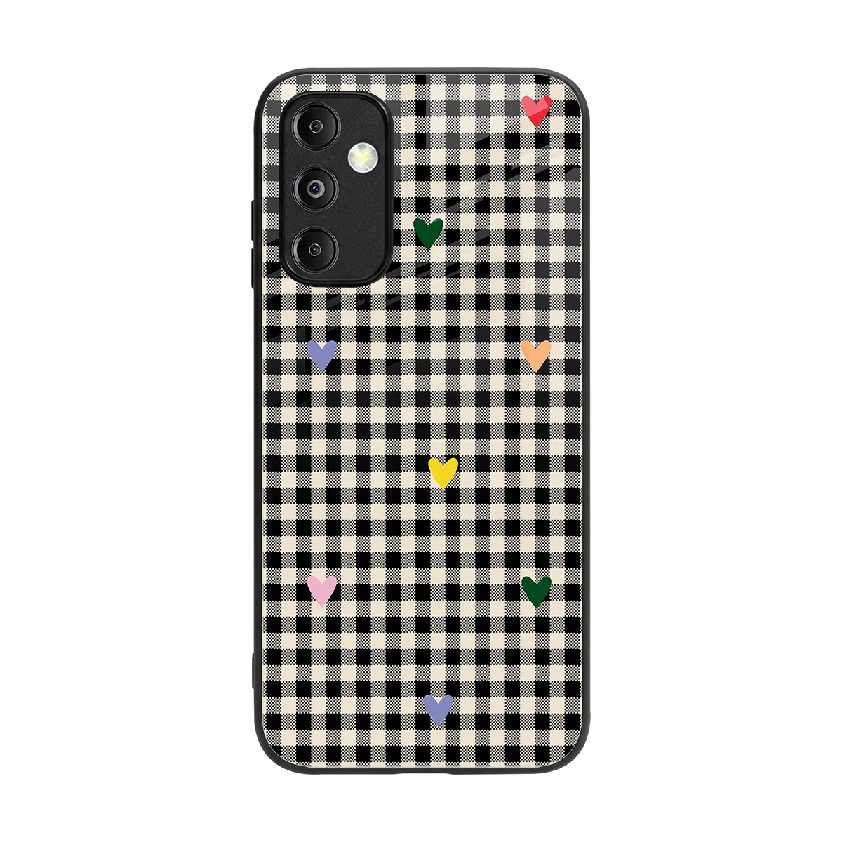 Checkered Love back phone cover | glass case for samsung galaxy m14 5g
