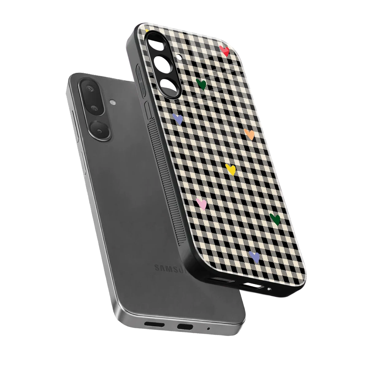 Checkered Love sleek samsung galaxy m36 5g cover with tempered glass back and TPU edges