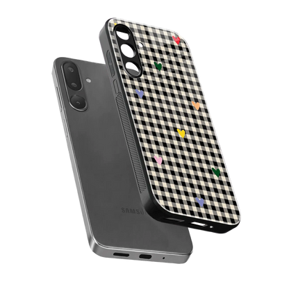 Checkered Love sleek samsung galaxy m36 5g cover with tempered glass back and TPU edges