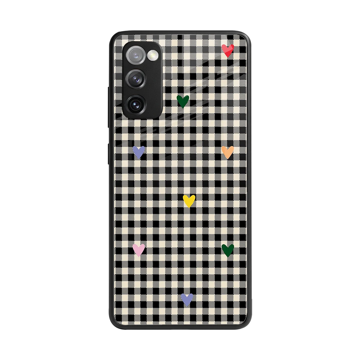 Checkered Love back phone cover | glass case for samsung galaxy s20 fe