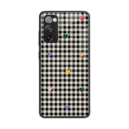 Checkered Love back phone cover | glass case for samsung galaxy s20 fe