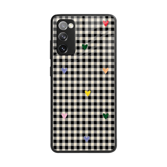 Checkered Love back phone cover | glass case for samsung galaxy s20 fe
