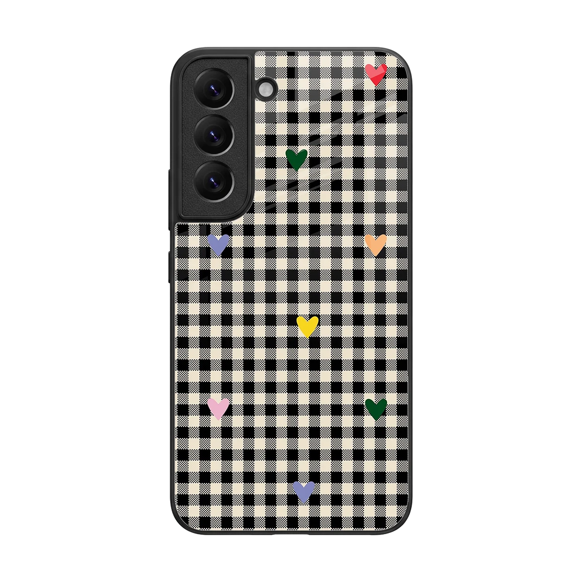 Checkered Love back phone cover | glass case for samsung galaxy s22
