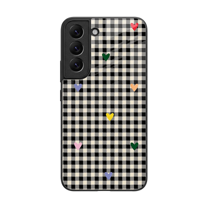 Checkered Love back phone cover | glass case for samsung galaxy s22