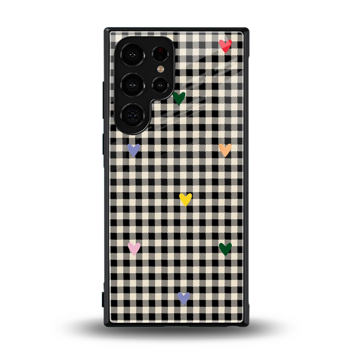 Checkered Love back phone cover | glass case for samsung galaxy s23 ultra