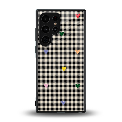 Checkered Love back phone cover | glass case for samsung galaxy s24 ultra