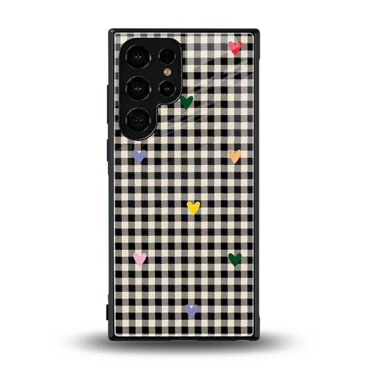 Checkered Love back phone cover | glass case for samsung galaxy s24 ultra