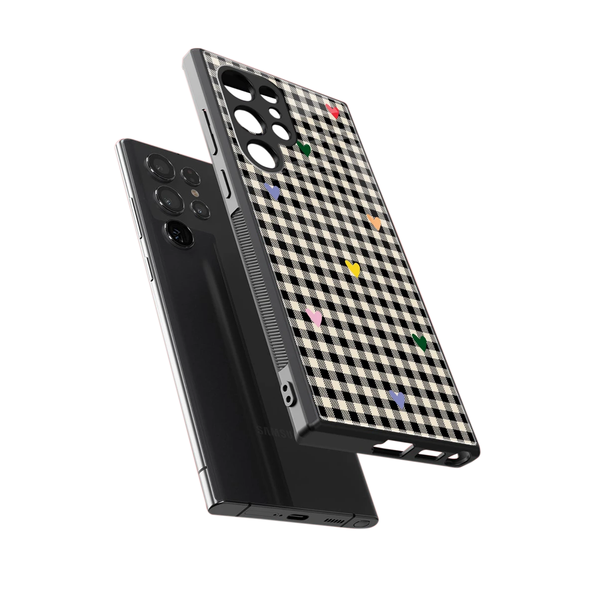 Checkered Love sleek samsung galaxy s24 ultra cover with tempered glass back and TPU edges