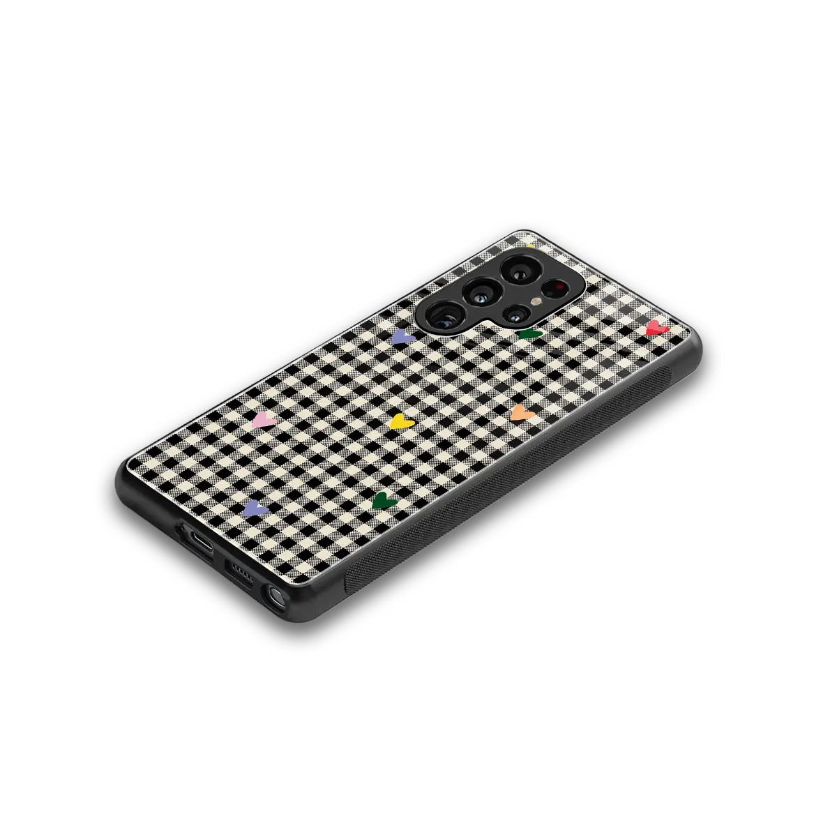 Checkered Love stylish phone case for samsung galaxy s25 ultra | glossy glass and slim fit