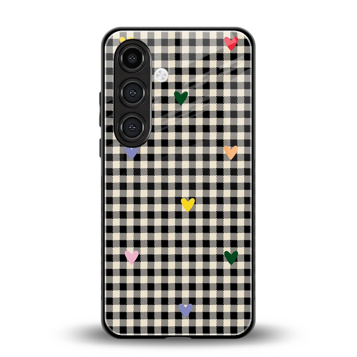 Checkered Love back phone cover | glass case for samsung galaxy s24