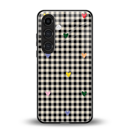Checkered Love back phone cover | glass case for samsung galaxy s25 plus