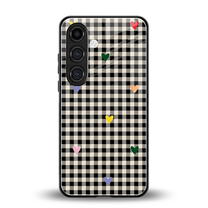 Checkered Love back phone cover | glass case for samsung galaxy s25 fe