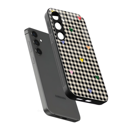 Checkered Love sleek samsung galaxy s24 cover with tempered glass back and TPU edges