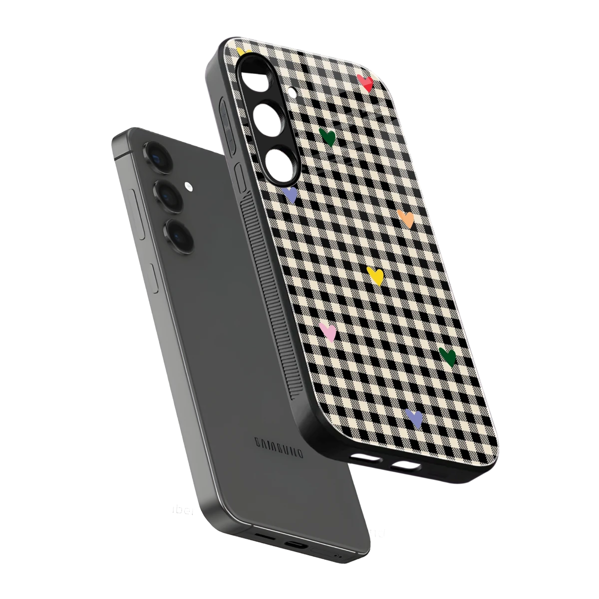 Checkered Love sleek samsung galaxy s25 plus cover with tempered glass back and TPU edges