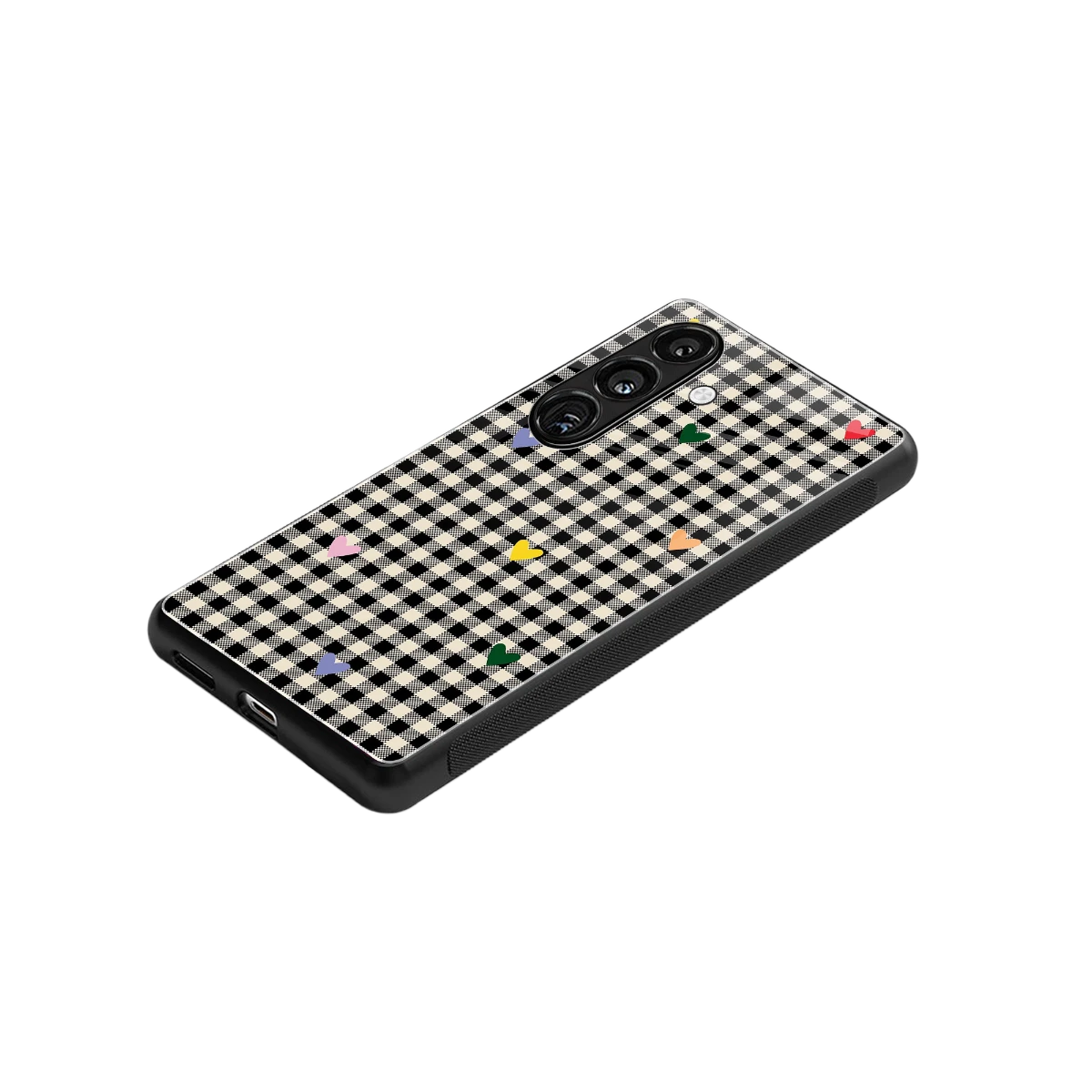 Checkered Love stylish phone case for samsung galaxy s25 fe | glossy glass and slim fit