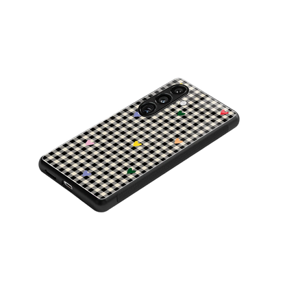 Checkered Love stylish phone case for samsung galaxy s25 fe | glossy glass and slim fit