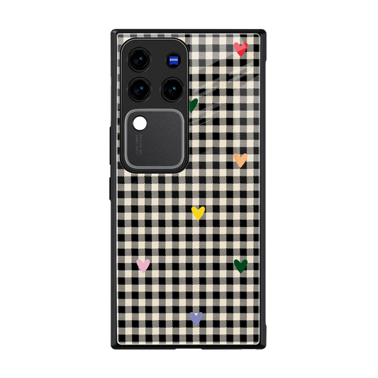 Checkered Love back phone cover | glass case forvivo v30 pro