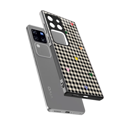Checkered Love sleekvivo v30 pro cover with tempered glass back and TPU edges