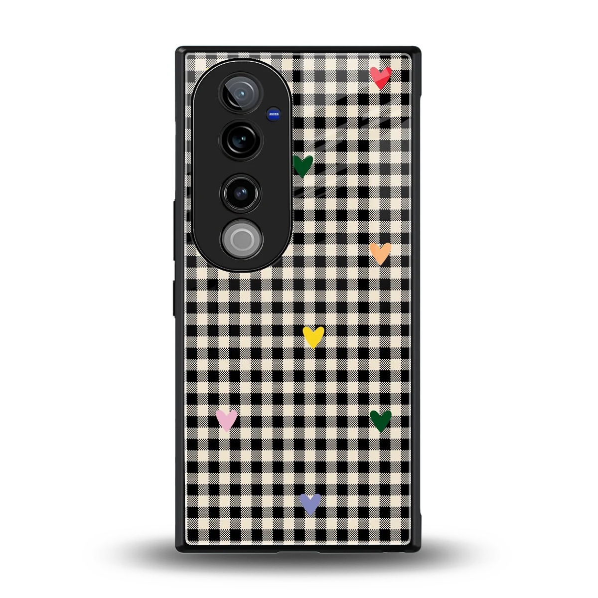 Checkered Love back phone cover | glass case for vivo v40 pro