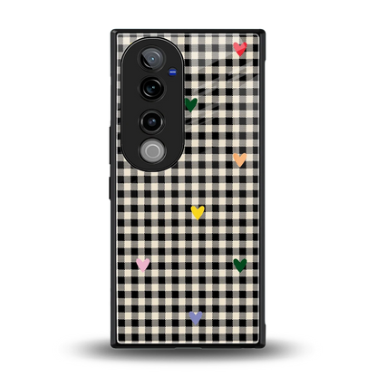 Checkered Love back phone cover | glass case for vivo v40 pro