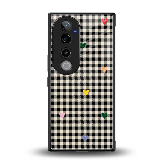 Checkered Love back phone cover | glass case for vivo v40 pro